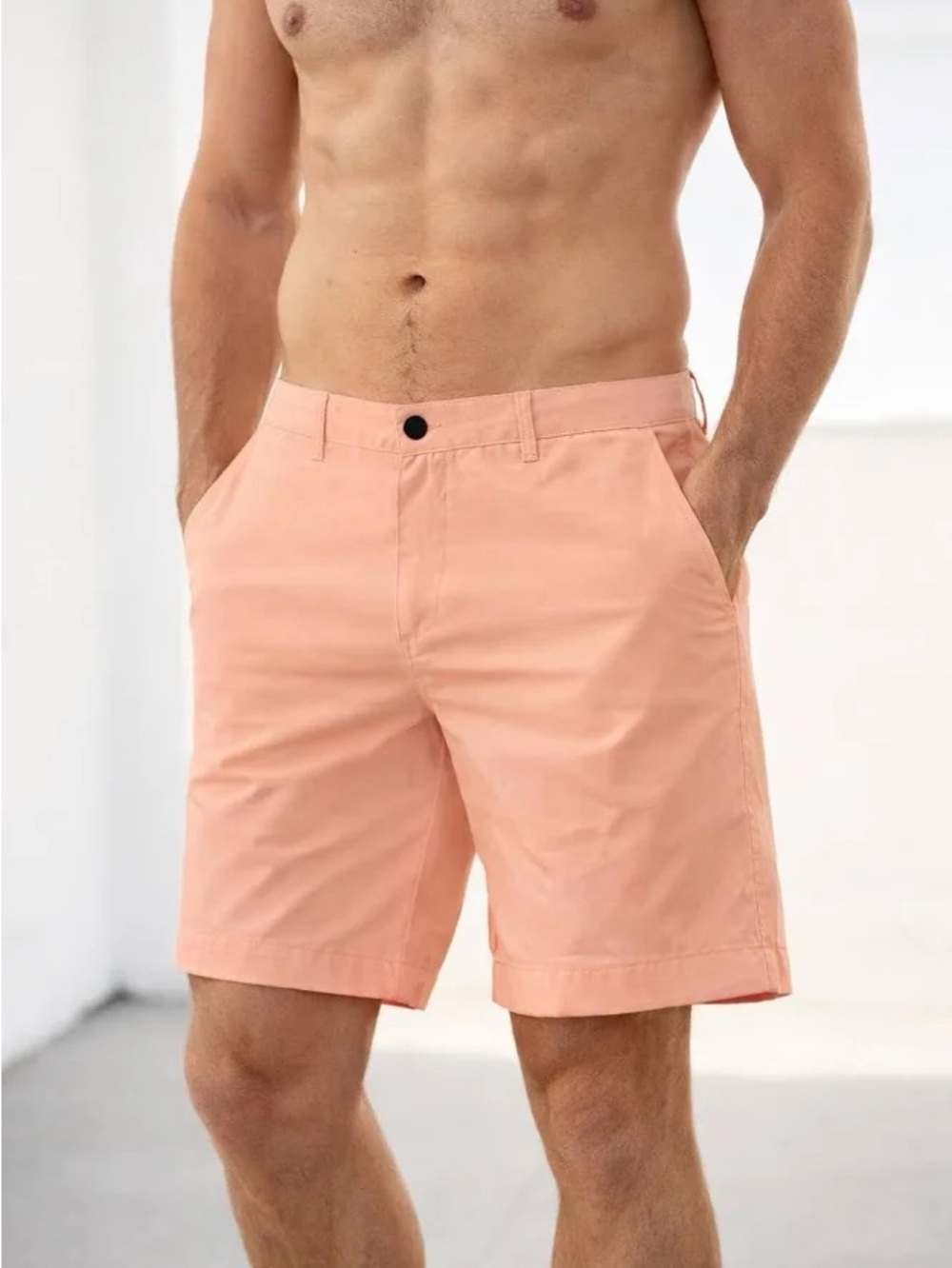 Across The Pond Mens Inner Drawstring Lightweight Shorts Peach Pink Size 32